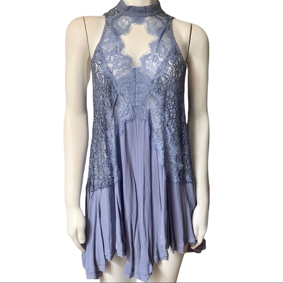 FREE PEOPLE BABY BLUE TELL TALE HEART LACE DRESS - Picture 3 of 10